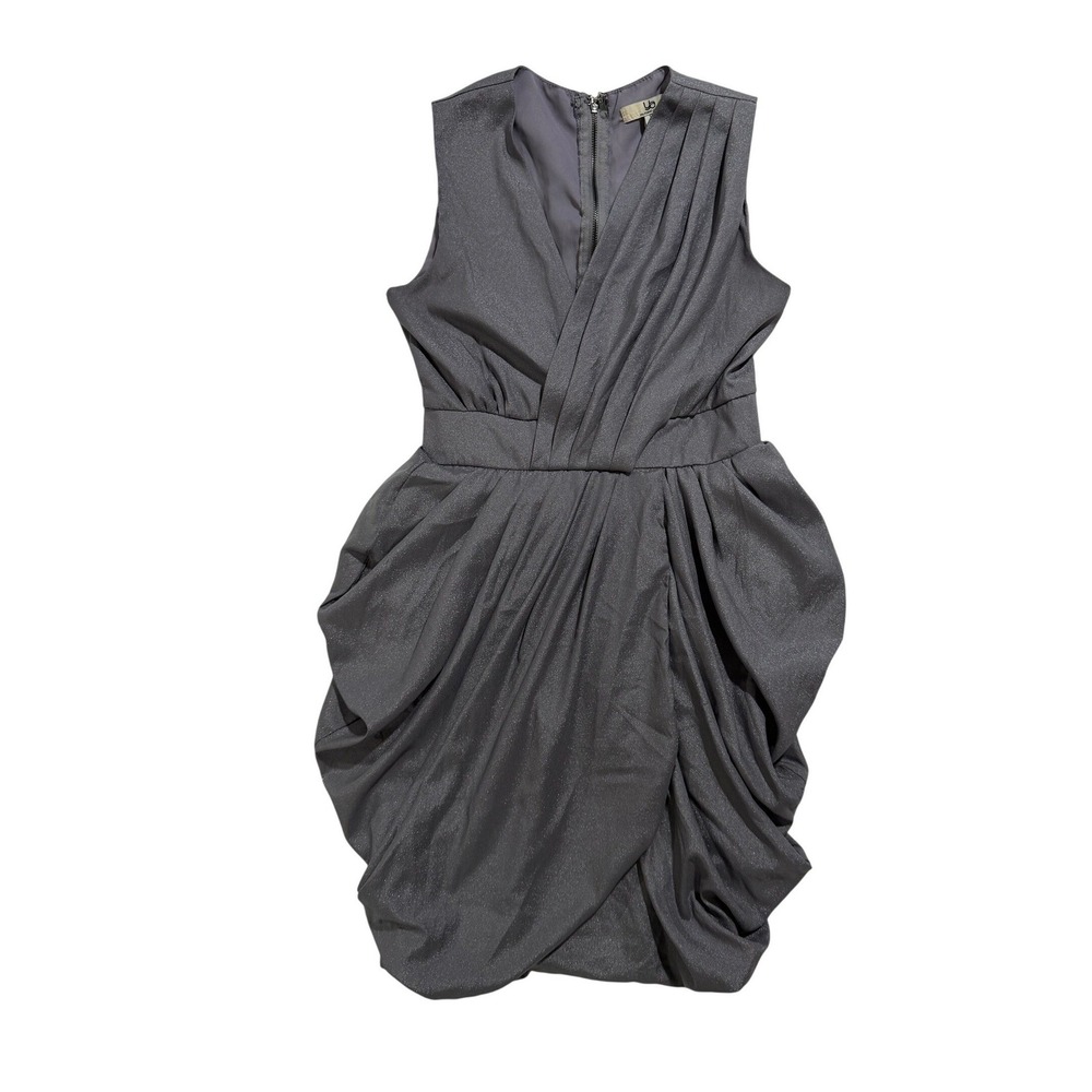 Ya Los Angeles Gray Shimmer Bubble Hem Cocktail Dress Small Y2K